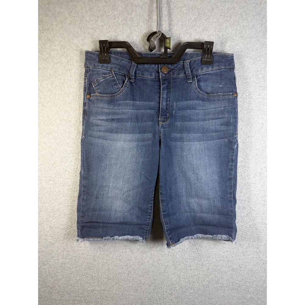 1822 Denim Shorts Womens 10 Blue Bermuda Jean Stretch Frayed Hem Casual